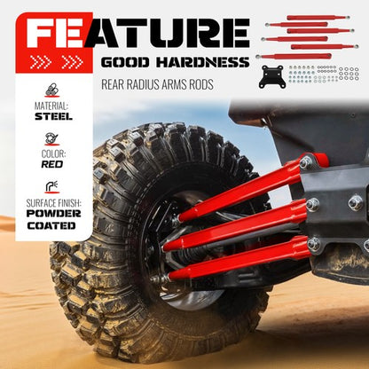 Solid Spare Red Boxed Rear Radius Arms For Can-Am Maverick X3 2017+ 64\" Body Powder Coated