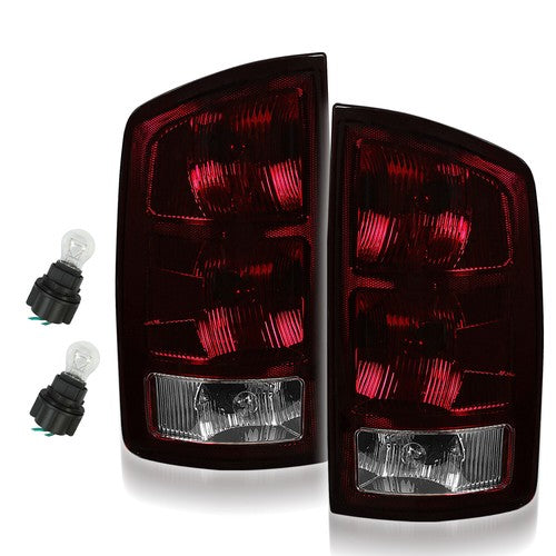 Solid Spare Pair Red Smoked Tail Lights w/Bulbs For 2002-2006 Dodge Ram 1500 03-06 2500 3500