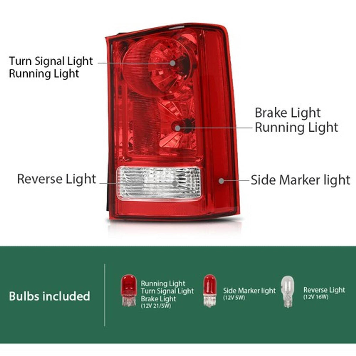 Solid Spare Fit For 2009-2015 Honda Pilot Tail Light Brake Lamp Assembly w/ Bulb Right Side