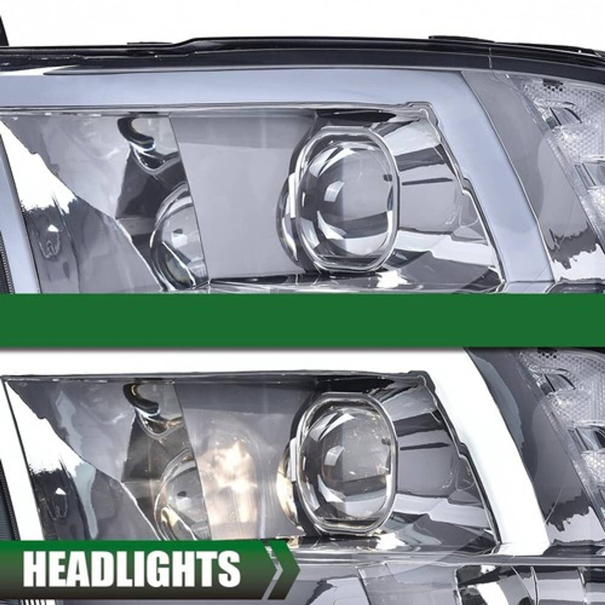 Solid Spare Smoke Lens LED DRL Projector Headlights Fit For 09-18 Dodge Ram 1500 2500 3500
