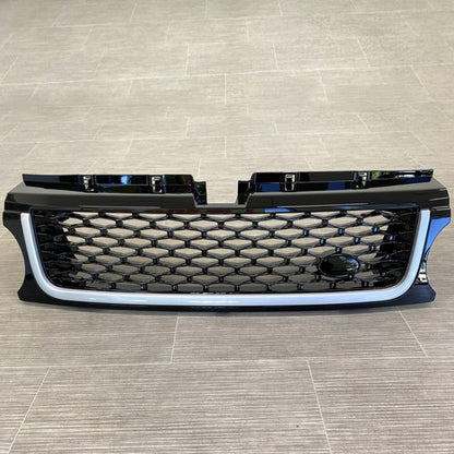 Solid Spare For 2010-2013 LAND ROVER RANGE SPORT FRONT HOOD BLACK GRILLE W/ SIDE FENDER VENT