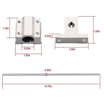 Solid Spare 2pcs 8x400mm Linear Shafts with 4 SCS8UU Bearings & 4 SK8 Supports