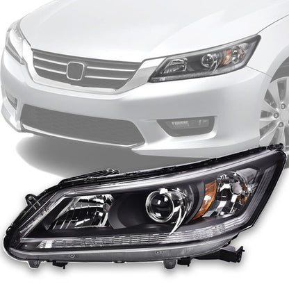 Solid Spare Fit For 2013-2015 Honda Accord Sedan Black Projector Headlight Left Driver Side