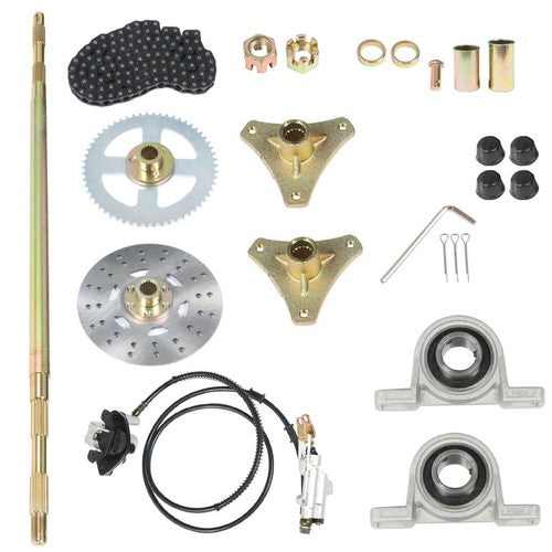 Solid Spare Drift Trike Go Kart Rear Live Axle Kit Sprocket Hub Brake Assembly Hub Chain USA