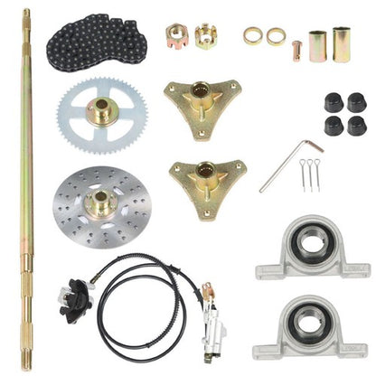 Solid Spare Drift Trike Go Kart Rear Live Axle Kit Sprocket Hub Brake Assembly Hub Chain USA