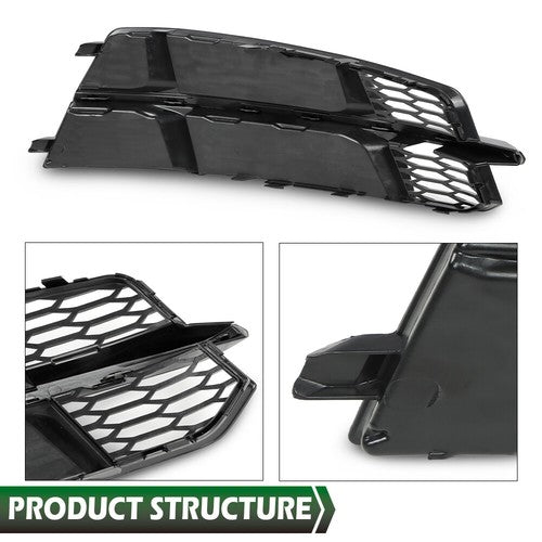 Solid Spare Fit For 2015-2018 Audi A6 C7 S-Line Front Bumper Honeycomb Fog Light Cover Pair