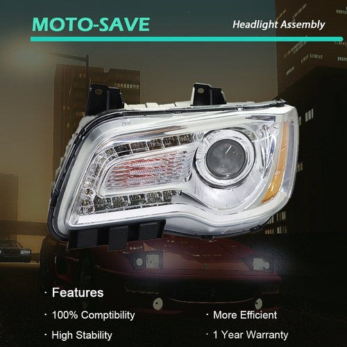 Solid Spare Single LH Side For Chrysler 300 2011-2014 Headlight Replacement Halogen Clear