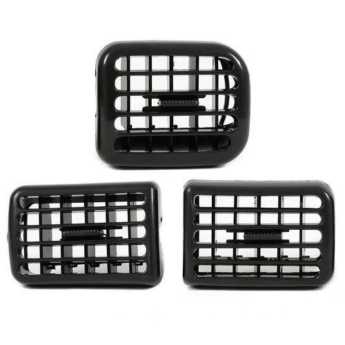 Solid Spare For 1998-2002 Dodge Ram 1500 2500 3500 3PC A/C Air Heater Dash Bezel Vents Black
