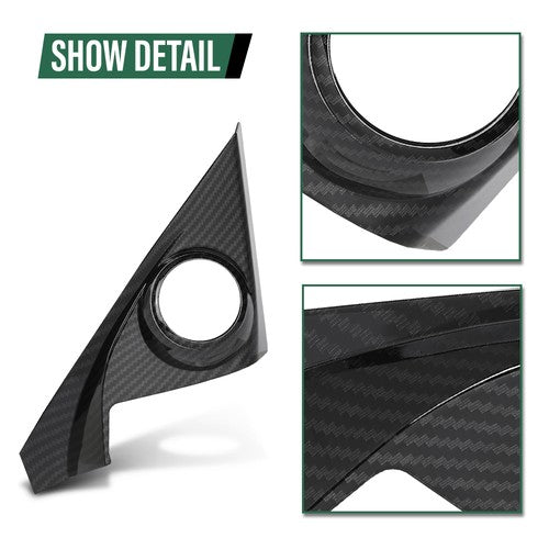 Solid Spare Carbon Fiber Look Door Stereo Speaker Cover Fit For 2016-2021 Honda Civic 10th