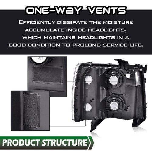 Solid Spare Headlight Fit For 2007-2014 Chevy Silverado 1500 2500HD 3500HD Left Driver Side