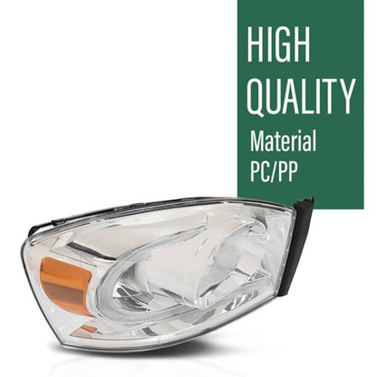 Solid Spare Fit For 06-09 Dodge Ram 1500 2500 3500 Clear/Chrome LED DRL Headlights Headlamps