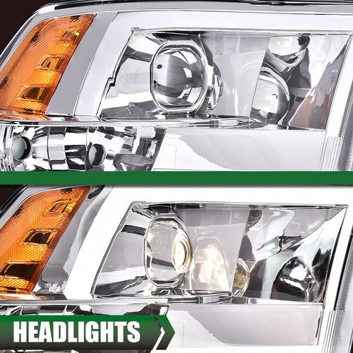 Solid Spare LED DRL Projector Headlights Chrome Fit For 2009-2018 Dodge Ram 1500 2500 3500