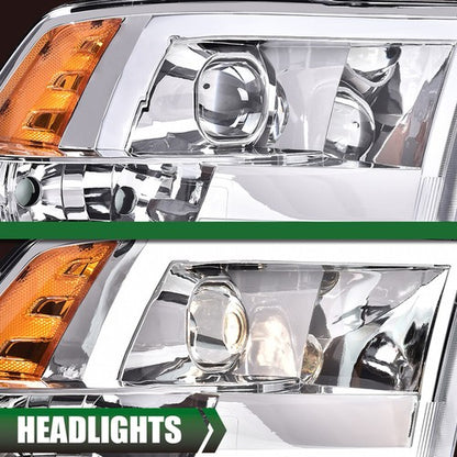 Solid Spare LED DRL Projector Headlights Chrome Fit For 2009-2018 Dodge Ram 1500 2500 3500
