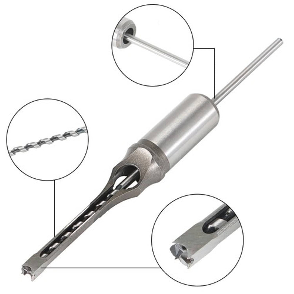Solid Spare Square Hole Mortise Chisel Drill Bit Tools6.35mm/8mm/9.5mm/12.7mm/14mm/16mm 6Pcs