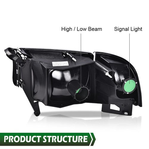 Solid Spare Amber Corner Smoke Headlights Assembly Fit For 94-02 Dodge Ram 1500 2500 3500