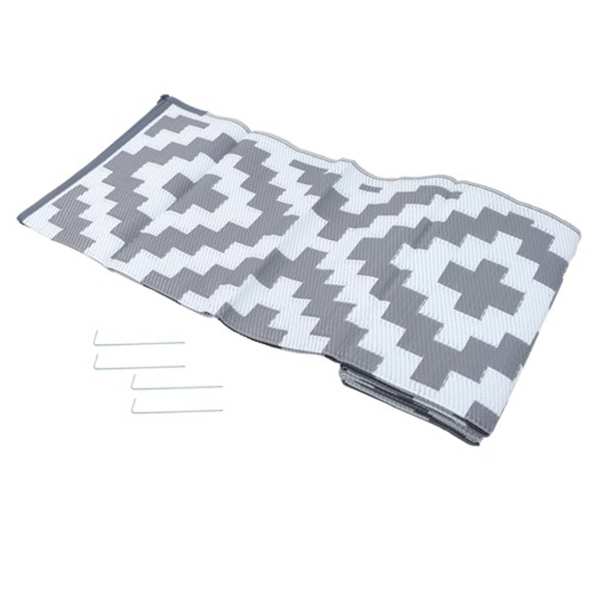 Solid Spare Gray & White 8x10ft Waterproof Plastic Straw Rug For Camping Outdoor Carpet