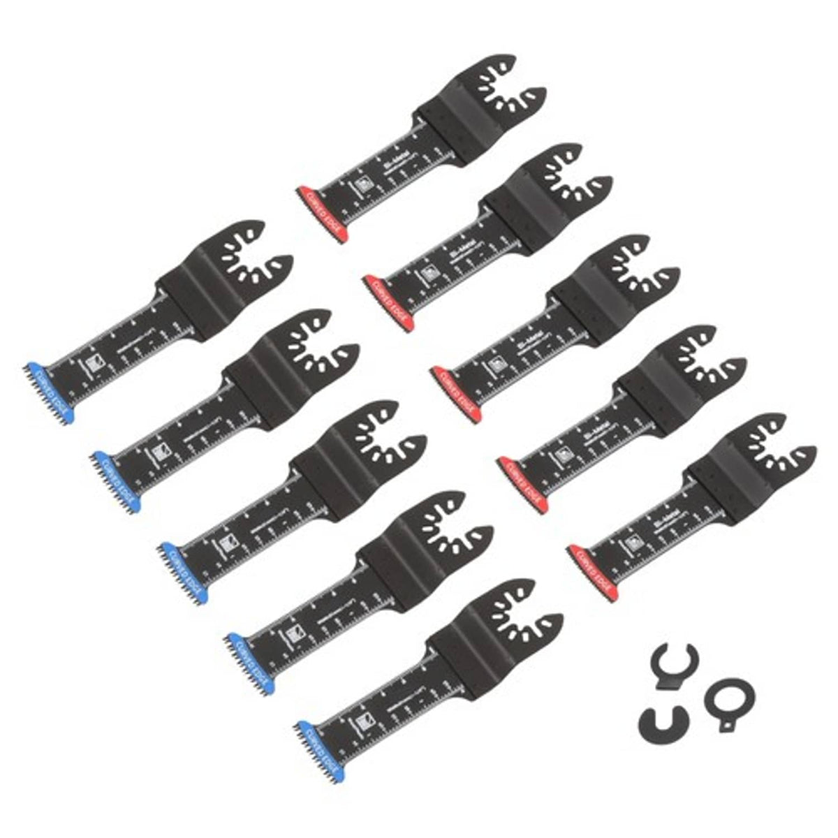 Solid Spare Extended Japanese Tooth Oscillating Saw Blades (5 red & 5 blue) 10-Piece