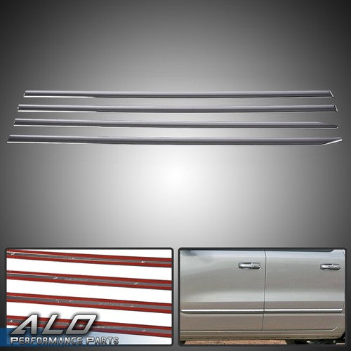 Solid Spare 4pcs Body Side Molding Trim Chrome Fit For 19-21 Dodge Ram 1500 Crew Cab