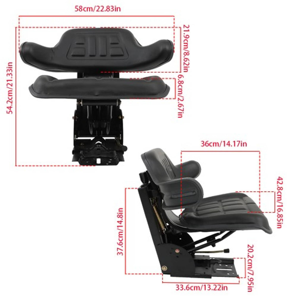 Solid Spare PA-11-CCT Black Tractor Suspension Seat Fits For Ford & New Holland 5100 Series