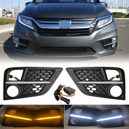For 2018 2019 2020 Honda Odyssey LED Turn signal Fog Lights Covers Double Colour