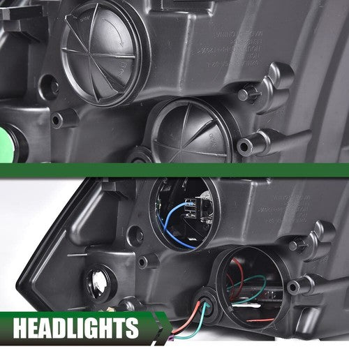 Solid Spare [LED Tube] DRL Fit For 09-18 Dodge Ram 1500 2500 3500 Black Projector Headlights