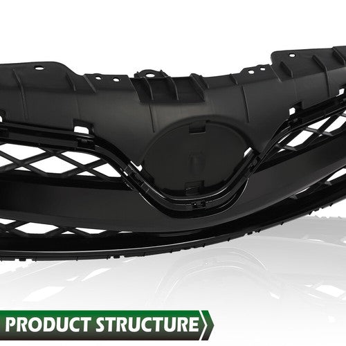 Solid Spare Fit For 2011-2013 Toyota Corolla Front Bumper Upper Grille Grill Black TO1200340
