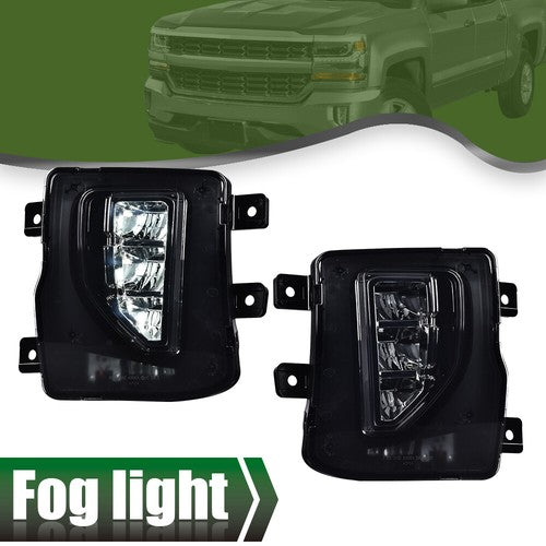 Solid Spare Fit For 2016-2018 Chevy Silverado 1500 LED Smoke Bumper Fog Light Lamps+Switch