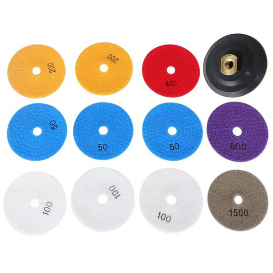 Solid Spare Diamond Polishing Pads Wet Dry 4 Inch Set Kit For Granite Concrete Marble 12PCS