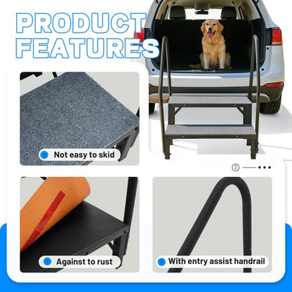 Solid Spare 2 Step RV Steps with 2 Handrails w/Step Mat 660 lbs Load Capacity For Trailers