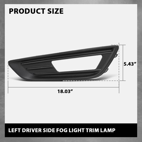 Solid Spare Front Bumper Fog Light Bezel Lamp Trim Left Side Fit For 2015-2018 Ford Focus
