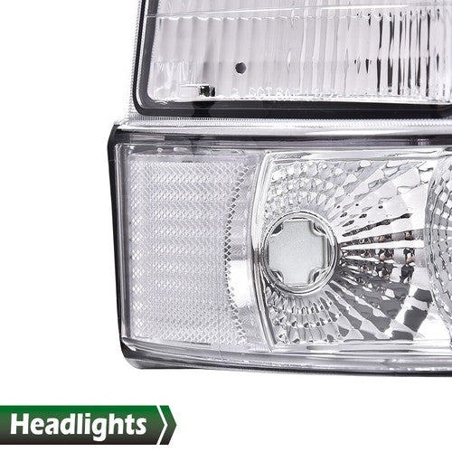 Solid Spare LED DRL Headlights Bumper Lamps Chrome Fit For 92-96 Ford F150 F250 F350 Bronco