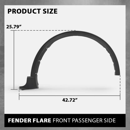 Solid Spare Front Right Side Fender Flare Wheel Arch Molding Fit For 2020-2024 Ford Escape