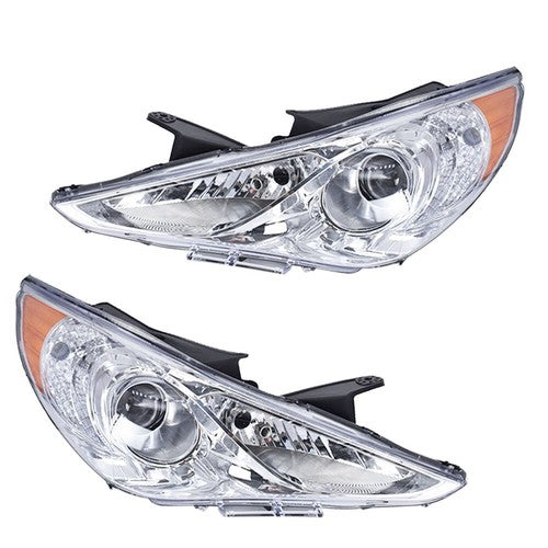 Solid Spare Halogen Clear New LH+RH Headlights Assembly Lamps For Hyundai Sonata 2011-2014