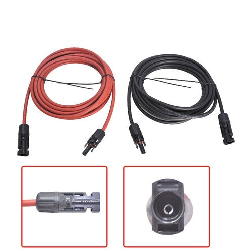 Solid Spare 1 Pair 12AWG Black + Red Solar Panel Extension Cable Wire Connector