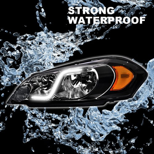 Solid Spare Fit For 2006-2013 Chevy Impala/06-07 Monte Carlo Chrome LED DRL Headlights Lamps
