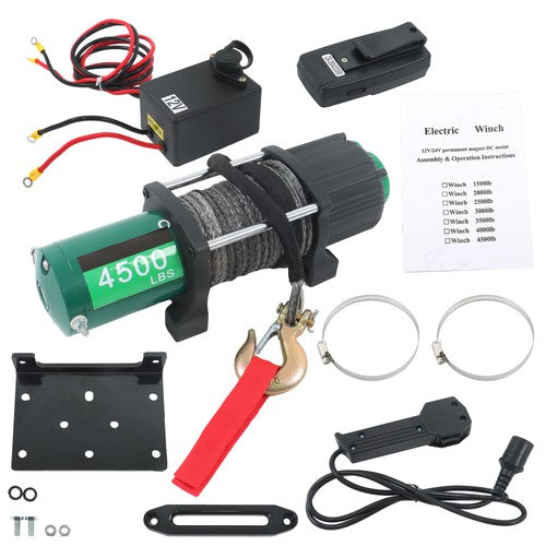 Solid Spare 4500lbs Synthetic Rope Electric Winch Waterproof IP67 with 82ft Wireless Remote