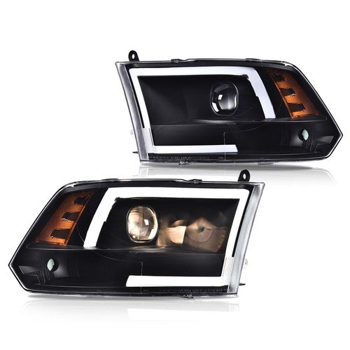 Solid Spare Fit For 2009-2018 Dodge Ram 1500 2500 3500 Black LED DRL Corner Headlights Lamps