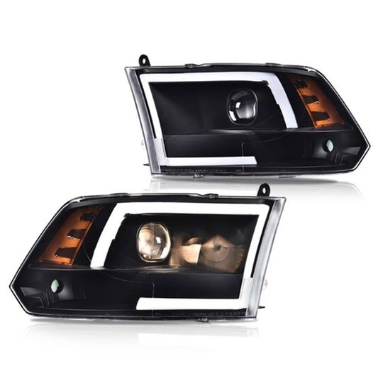 Solid Spare Fit For 2009-2018 Dodge Ram 1500 2500 3500 Black LED DRL Corner Headlights Lamps