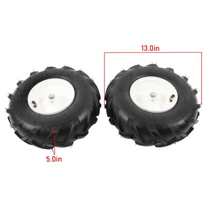 Solid Spare 2Pack 13x5.00-6" Tiller Tire & Wheel Rubber 1" Axle Size For Garden Tractor Tire
