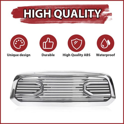 Solid Spare For 2013-2018 Dodge Ram 1500 Front Bumper Grille Chrome Grill Big Horn Style