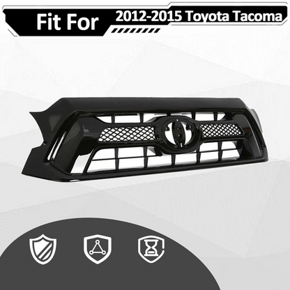 For 2012 2013 2014 2015 Toyota Tacoma Front Bumper Gloss Black Grille Grill
