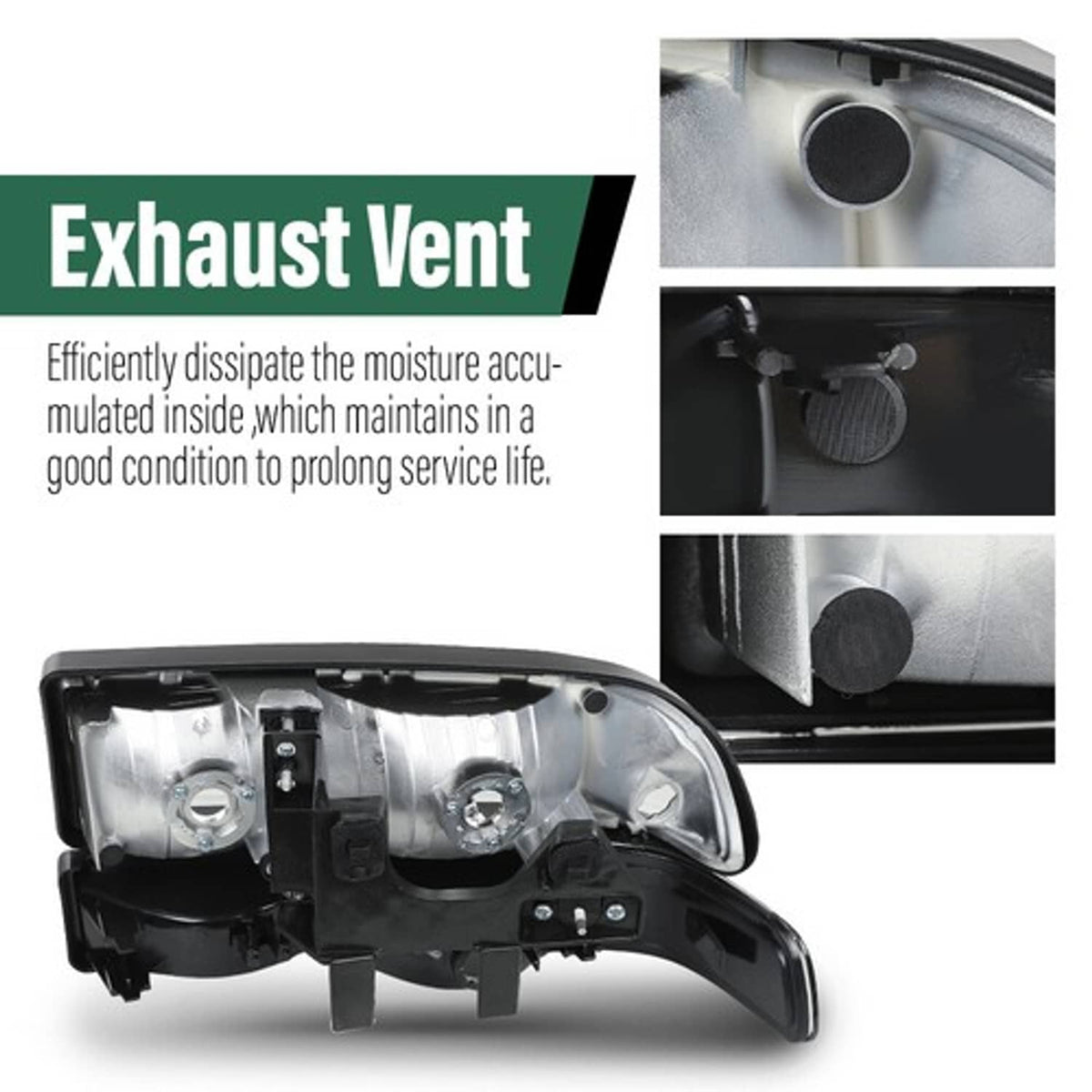 Solid Spare Fit For 98-04 Chevy S10 Blazer Black/Clear Corner Headlights Bumper Headlamps