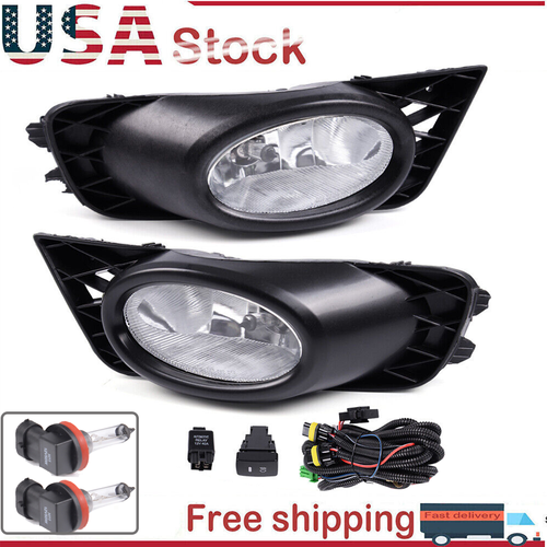 For 2009 2010 2011 Honda Civic Sedan Clear Lens Fog Lights W/Bulb Switch Wiring