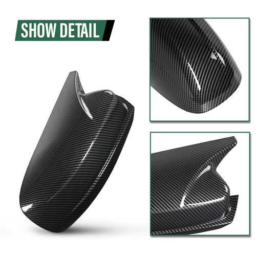 Solid Spare Carbon Look Side Door Rearview Mirror Cover Shell Trim For 10-23 Dodge Charger