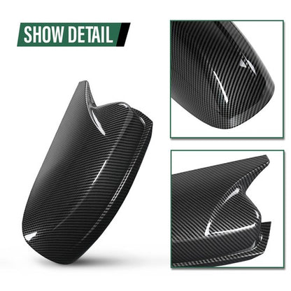 Solid Spare Carbon Look Side Door Rearview Mirror Cover Shell Trim For 10-23 Dodge Charger