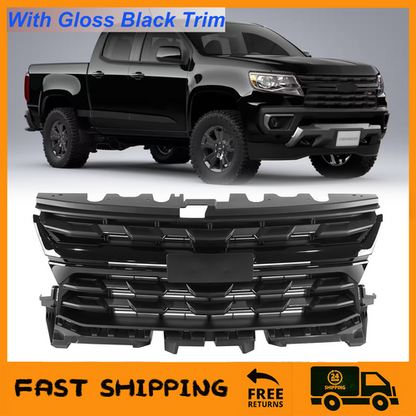 Front Upper Grille With Gloss Black Trim For Chevy Colorado 2021-2022 84922758