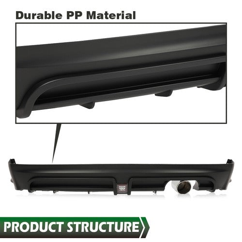 Solid Spare Rear Bumper Spoiler w/ LED Brake Light + Muffler Tip Fit For 06-11 Honda Civic
