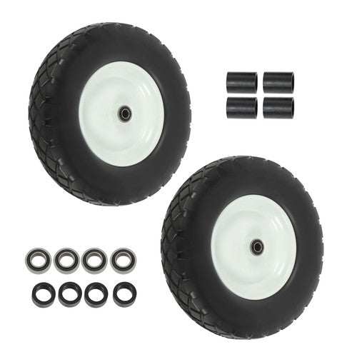 Solid Spare Lawn Mower Tires Solid for Trolley Smooth Flat White Rims Metal 16x4.80/4.00-8"