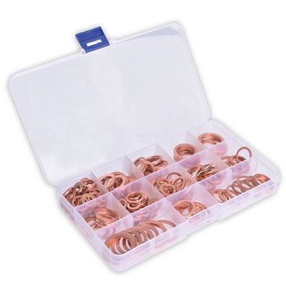 Solid Spare 12 Sizes 280Pcs Kit Assorted Solid Copper Crush Washers Seal Flat Ring