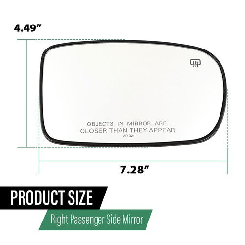Solid Spare Fit For 11-21 Chrysler 200 300 Dodge Charger Mirror Glass Heated Right Side
